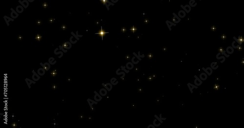 Shining golden star particle effect material background (transparent background) with alpha channel.