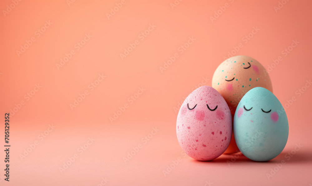  sleepy eyes  draw on Easter Eggs with Cute Faces on Pastel Pink