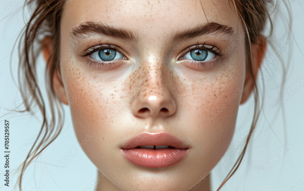 Close up crop shot of cosmetics skin care concept of a top model young girl with perfect skin and natural make-up