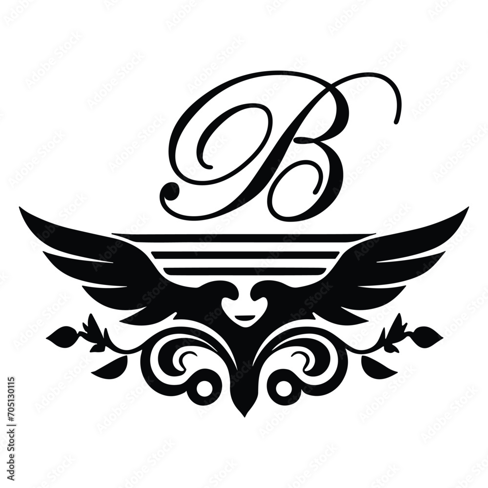 Floral botanical alphabet. B Letter with plants and flowers
Floral botanical alphabet. B Letter with plants and flowers