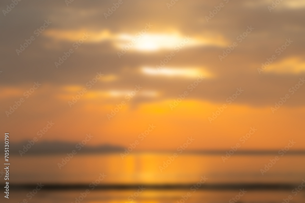 Abstract blurred twilight sky at sea background.