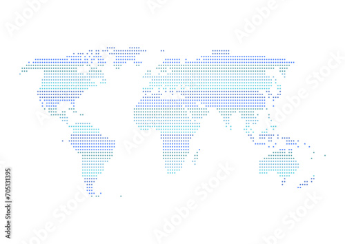 青色ドット模様の世界地図のイラスト