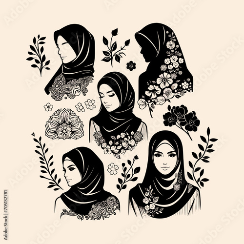 woman muslim with beauty hijab vector illustration