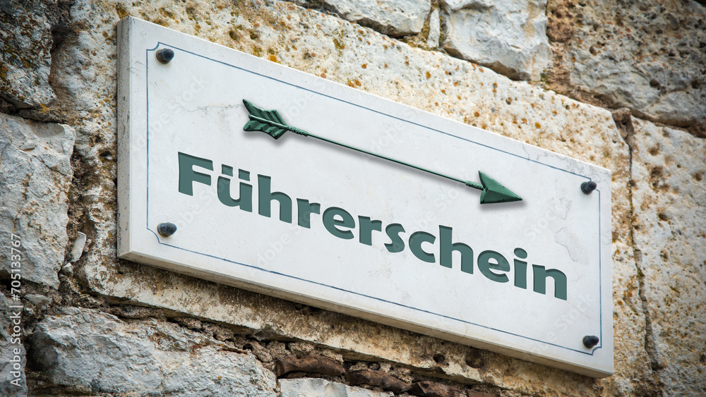 Fototapeta premium Signposts the direct way to drivers license