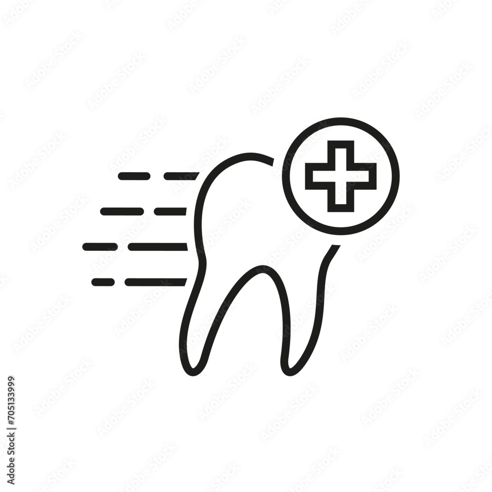 Human tooth with speed symbol. Prompt emergency dental care and dental treatment. Human tooth with speed symbol. Prompt emergency dental care and dental treatment.