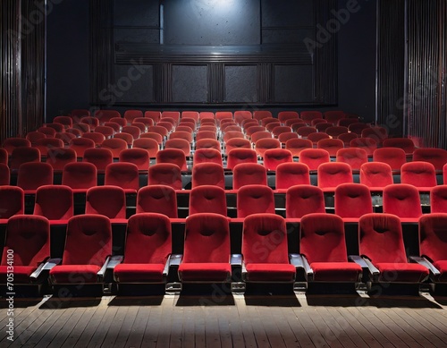 Salle de cinéma avec sièges rouge photo
