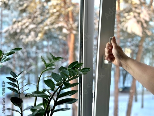 Open window, ventilation in the room
