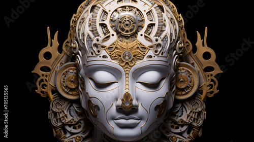 Biomech Buddha gold and white