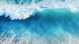  Aerial view of ocean sea water white wave splashing in the deep sea. Drone photo backdrop of sea wave in bird eye waves
