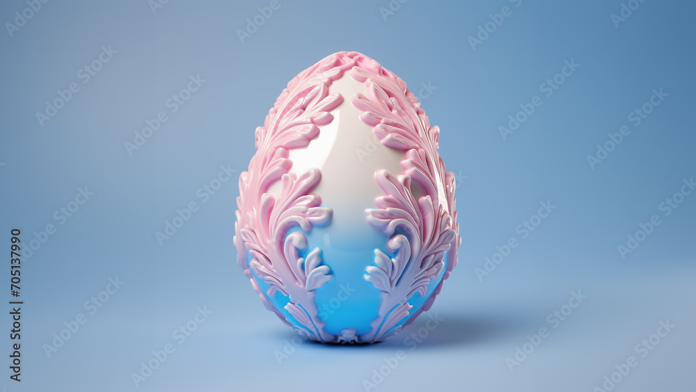 Luxurious ornamented pastel Easter Egg on elegant blue background. Luxurious ornamented pastel Easter Egg on elegant blue background.