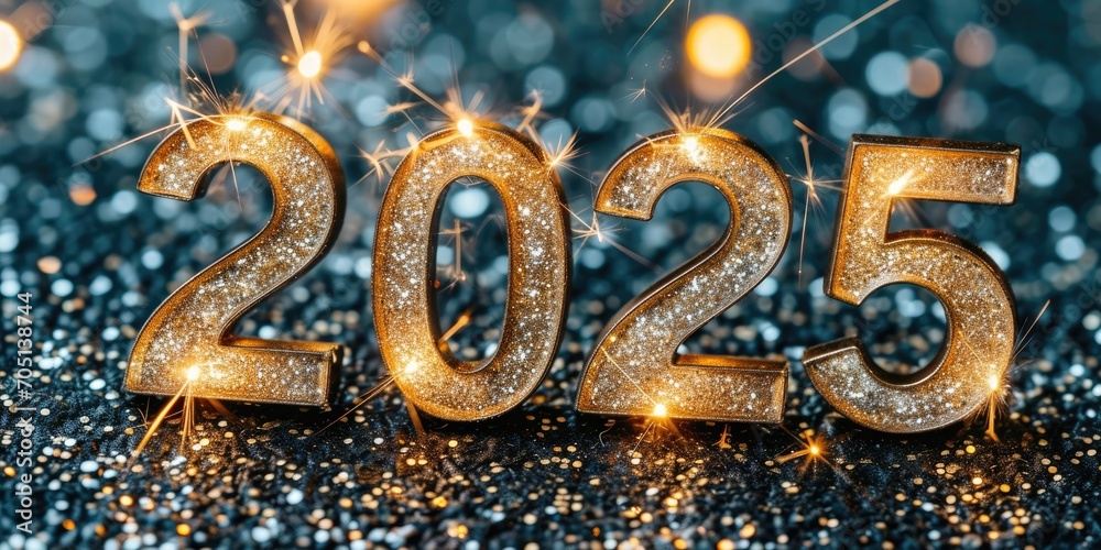 Happy New Year 2025. Text number 2025 Happy New Year 2025. Text number 2025