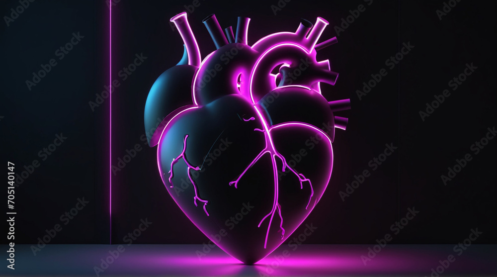Neon heart background. valentine's day concept