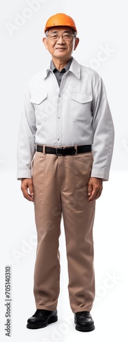 old senior asian male man scientist . white background . generative ai