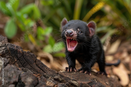 A playful Tasmanian Devil pup in a moment of youthful exuberance © Veniamin Kraskov