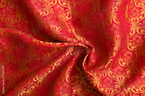 Indian made wedding red silk fabric