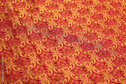 Indian made wedding red silk fabric	
 photo