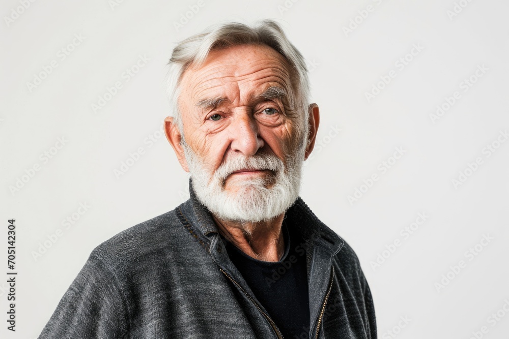 Elegant portrait of an older man with distinguished features, white background Elegant portrait of an older man with distinguished features, white background