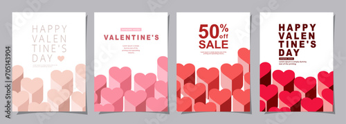 Valentines Day banner for social media posts, mobile apps, banners, digital marketing, sales promotion and website ads. Vector backgrounds, geometric style with hearts pattern. Vector illustration.