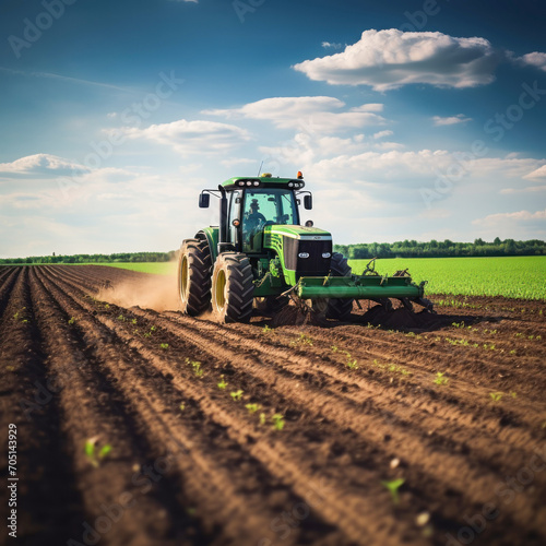 plowing agriculture field with tractor