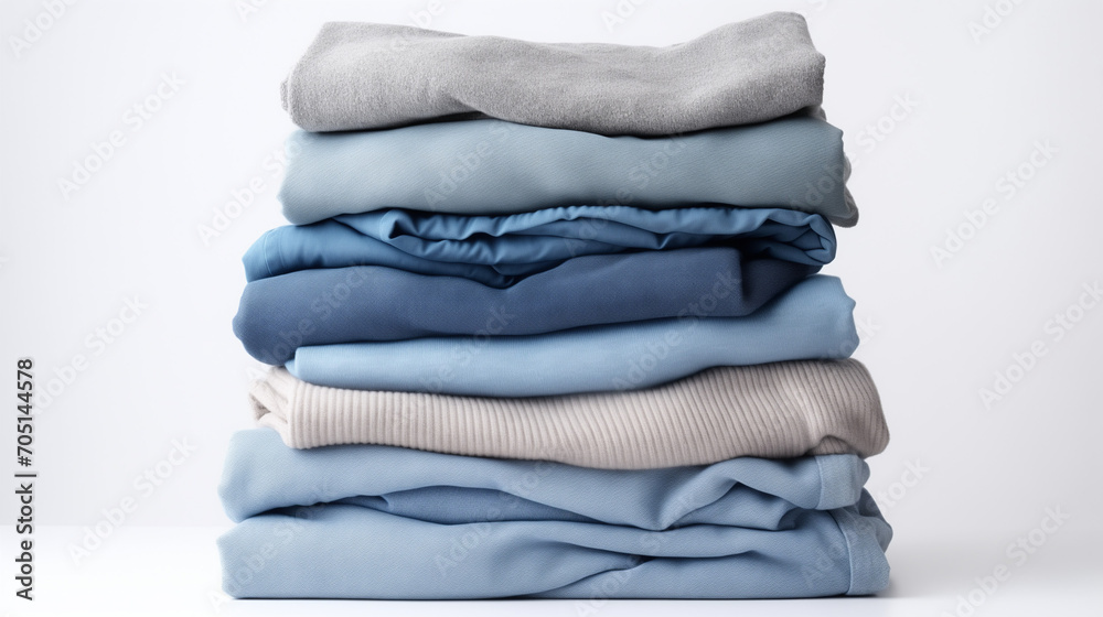 stack of blue jeans, Stack of clothing jeans sweaters pattern on a white background isolation, Ai generated image stack of blue jeans, Stack of clothing jeans sweaters pattern on a white background isolation, Ai generated image