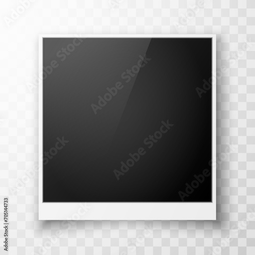Retro photo frames with thin white margins on a transparent background. Vintage paper photo for a keepsake album. Decorative banner for websites. Vector illustration. photo