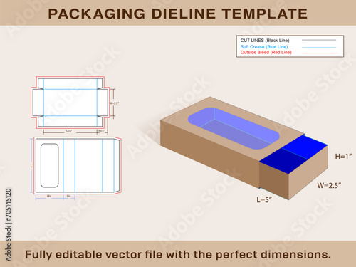  Jewellery Window Box Die line Template and 3d box
