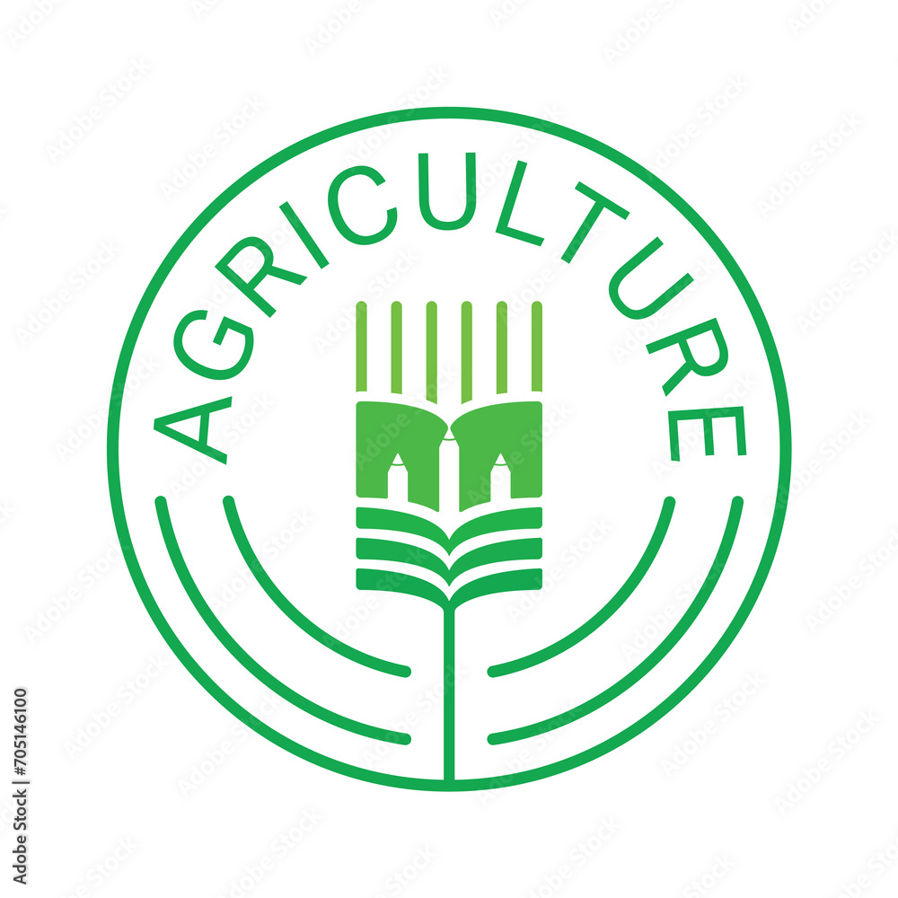 green agriculture logo. spike, book and agriculture concept. agriculture and education green agriculture logo. spike, book and agriculture concept. agriculture and education