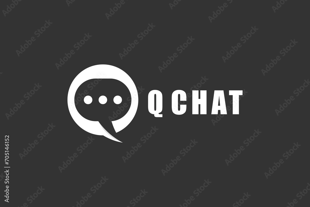 chat logo design with letter q concept - obrazy, fototapety, plakaty 