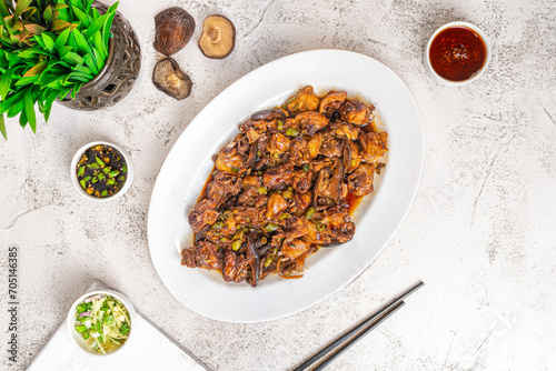 Steamed Chicken with Mushroom with Soy SauceTraditional Chinese Cuisine photo