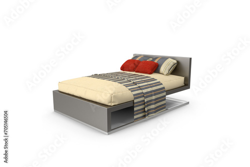 bed with pillows modern 3d bed on a white surface