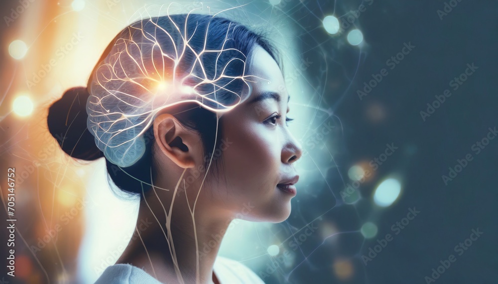 Conceptual abstraction of brain neurons. Insight concept