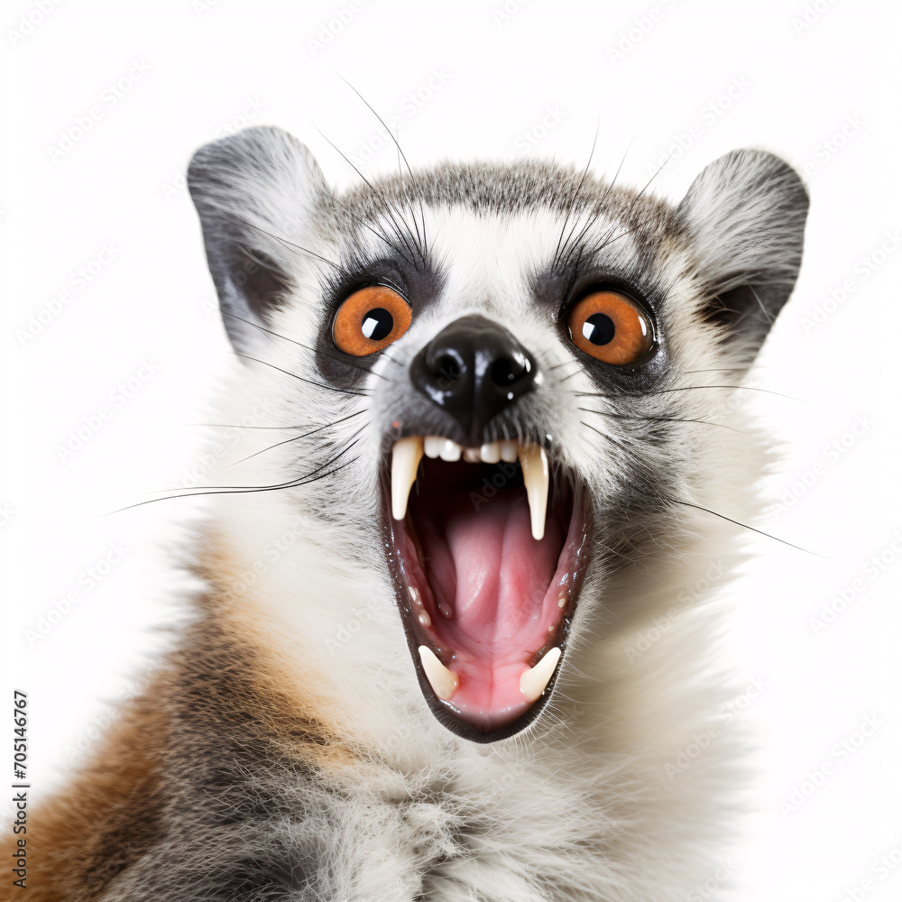 Lemur  Portraite of Happy surprised funny Animal head peeking Pixar Style 3D render Illustration