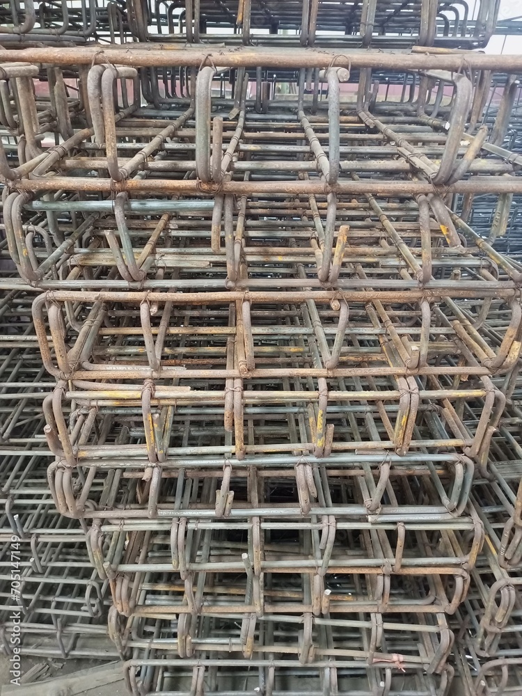 steel rebar for reinforced concrete at building construction site
