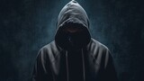 Hacker in hoodie dark theme 