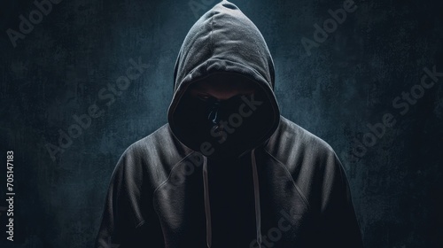 Hacker in hoodie dark theme 