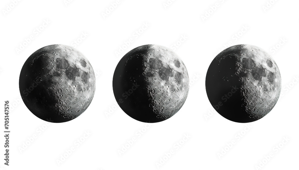 Crescent moon set, various moon collection on transparent background - obrazy, fototapety, plakaty 