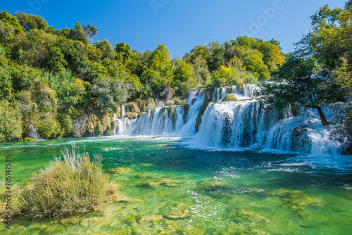 Amazing waterfall Skradinski Buk in Krka national park in Croatia photo