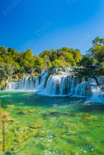 Amazing waterfall Skradinski Buk in Krka national park in Croatia