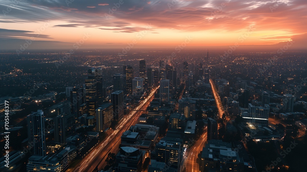 custom made wallpaper toronto digitalDusk Over Metropolis: Aerial View of Cityscape with Glowing Streets at Twilight