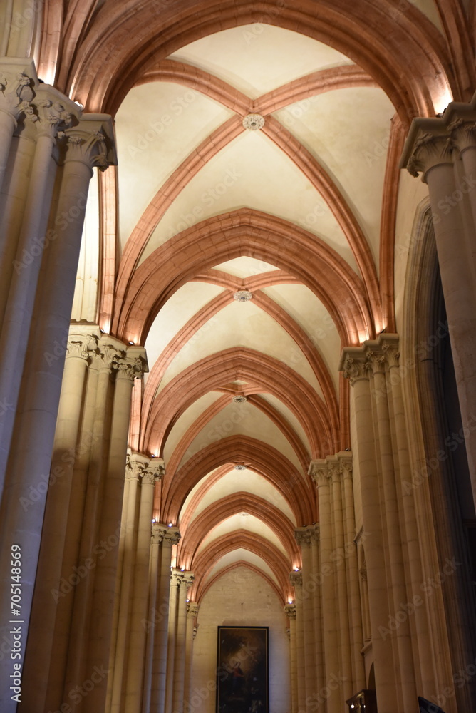 Voûtes gothiques de la cathédrale Saint-Jean dans le vieux Lyon. France