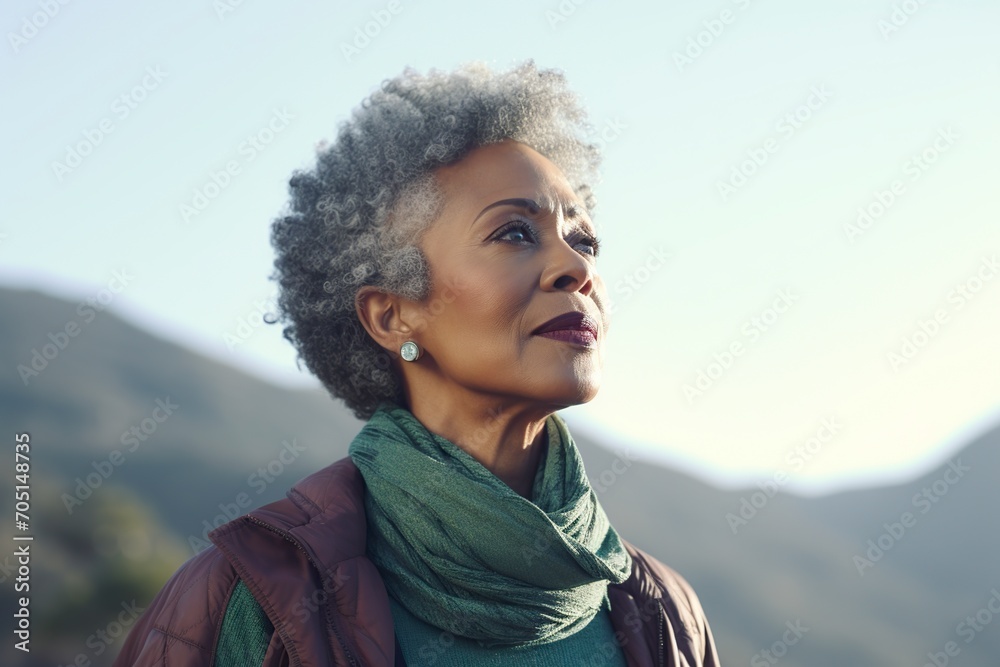 older black woman contemplating the landscape around her older black woman contemplating the landscape around her