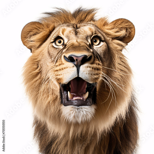 Lion  Portraite of Happy surprised funny Animal head peeking Pixar Style 3D render Illustration