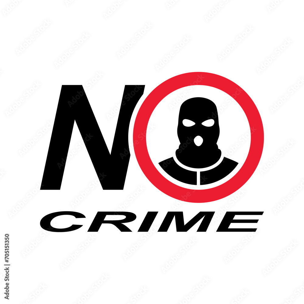 No crime sign. Vector icon isolated on white background. No crime sign. Vector icon isolated on white background.