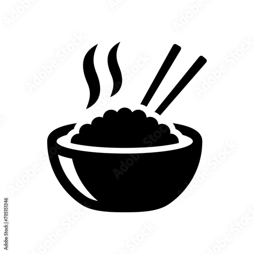 Rice bowl icon. Asian food. Vector icon isolated on white background.