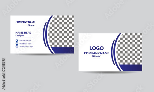 Gradient blue color business card design for company , corporate , business , design farm , businessman as well as introduction way with simple background .