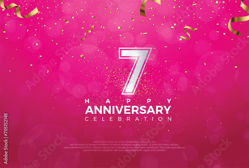 Tableau sur toile Seventh 7th Anniversary celebration, 7 Anniversary celebration, Realistic 3d sig