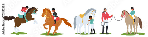 Children Joyfully Trot On Gentle Horses, Their Laughter Echoing Through The Open Air. Guided By Skilled Instructors