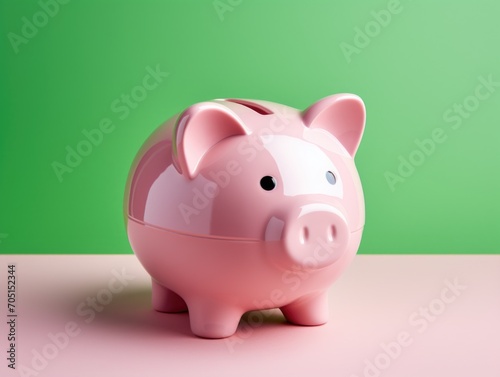 pink piggy bank on a background of pastel colors