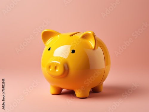 pink piggy bank on a background of pastel colors