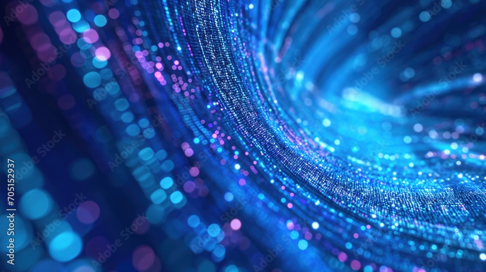 Obraz premium digital datastream particles with flowing energy and bokeh background